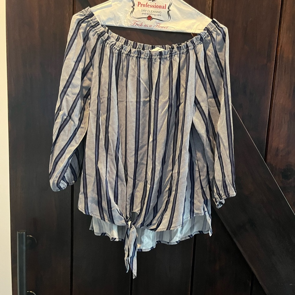 Veronica M Striped Off-Shoulder Blouse
